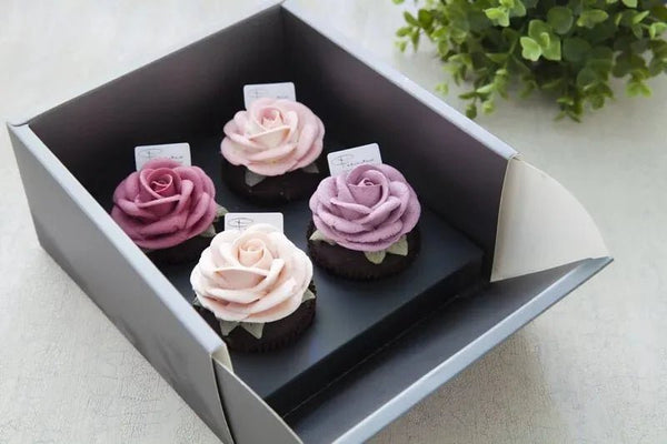 立體玫瑰花造型(大)杯子蛋糕四入禮盒組 - Felicitas Pâtissérie