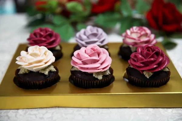 立體玫瑰花造型(大)杯子蛋糕六入禮盒組 - Felicitas Pâtissérie