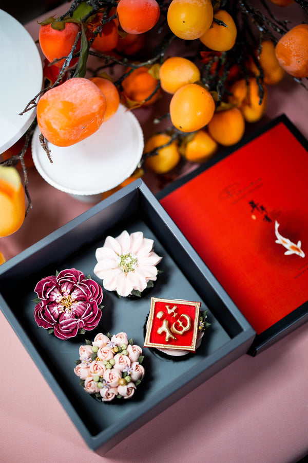 春花納福｜四入大杯花藝杯子蛋糕禮盒